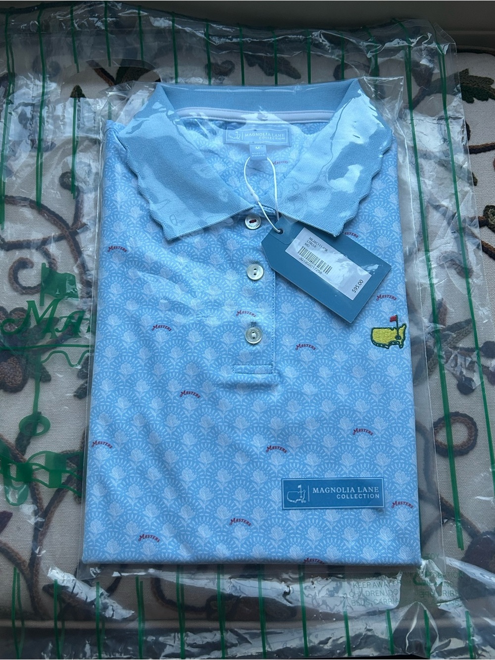 Masters Light Blue Polo with Yellow Golf Augusta Women’s NWT